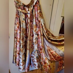 Floral Satin A-Line Skirt